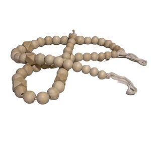 Set of 2 Decorative Wood Bead Strand 18 Inches Each. 15 mm‎ Beads Light Wood